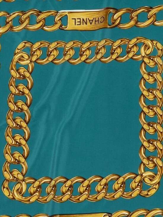 Chanel Shortie 100% Gold Silk Scarf - Picture 3 of 5